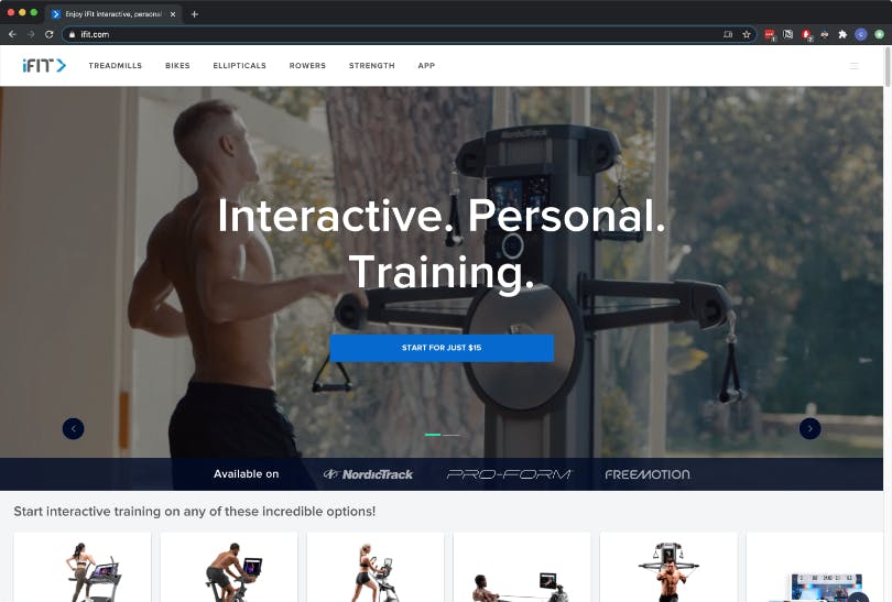 Homepage of iFIT.com