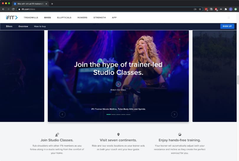 Bike page of iFIT.com