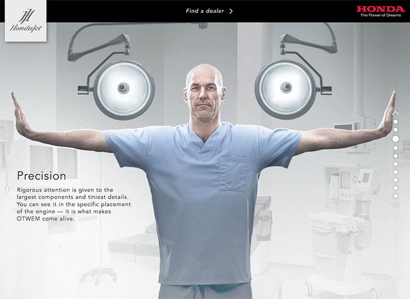 Second stop on HondaJet Landing Page