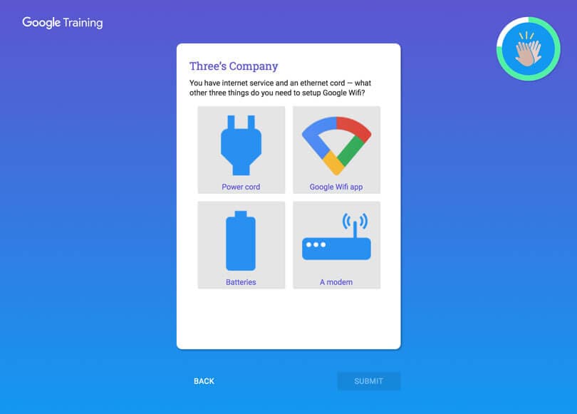 Multiple choice game on desktop